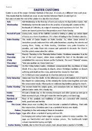 English Worksheet: Easter customs