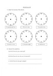 English Worksheet: What time is it?