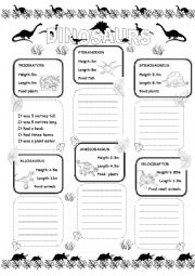 English Worksheet: dinosaurs