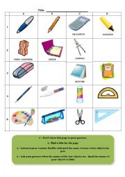 English Worksheet: School Things