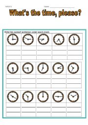 English Worksheet: Whats the time? - test