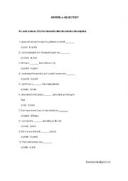 English Worksheet: ADJECTIVES OR ADVERBS?