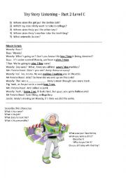 English Worksheet: Toy Story Listening Section 3