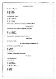 English Worksheet: Geography Quiz