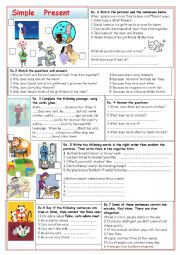 English Worksheet: Exercises on  present simple