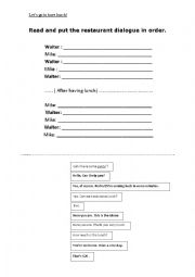 English Worksheet: restaurant dialogue