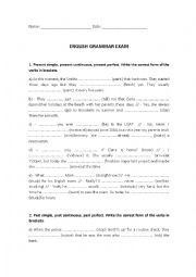 English Worksheet: ENGLISH GRAMMAR EXAM --- 8 PAGES + KEY!!
