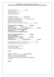 English Worksheet: Song Activity - Stronger Kelly Clarkson