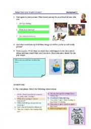 English Worksheet: what do you want to do