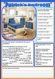 English Worksheet: Patricks bedroom