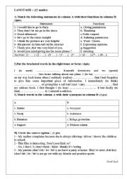English Worksheet: mid term test N 3  9th from 