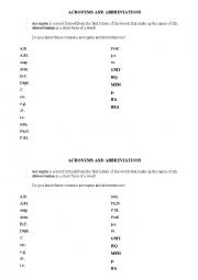 English Worksheet: abbreviations