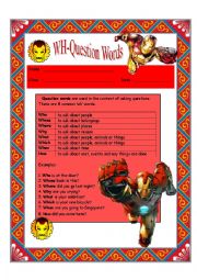 English Worksheet: WH-Question Words For Intermediate