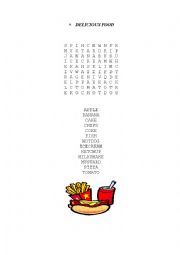 English Worksheet: Fast Food wordsearch