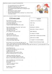 English Worksheet: 7.50 once a week