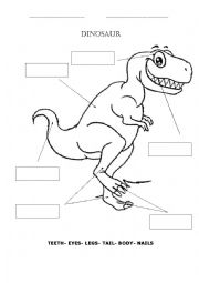 English Worksheet: Body parts (dinosaurs)