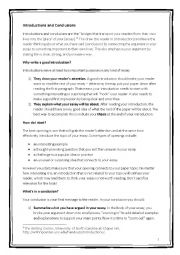 English Worksheet: How to write essay introductions and conclusions