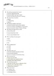 English Worksheet: HENRY VIII FACTS