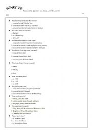 English Worksheet: HENRY VIII FACTS