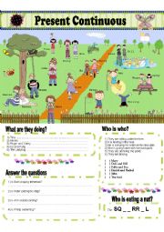 English Worksheet: Present Continuous - AT THE PARK