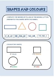 English Worksheet: SHAPES AND COLOURS FOR YOUNG LEARNERS