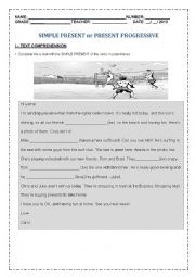 English Worksheet: SIMPLE PRESENT X PRESENT PROGRESSIVE TEST