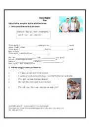 English Worksheet: Some Nights - Fun