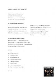 English Worksheet: The Wanted - Gold Forever 