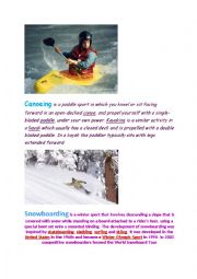 English Worksheet: extreme sports