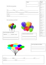 English Worksheet: colours and balloons