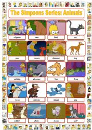 English Worksheet: The Simpsons Series: Animals Pictionary