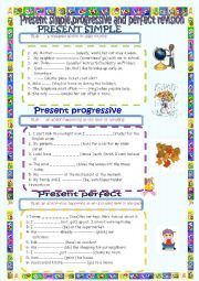 English Worksheet: present simple,progressive and perfect tenses (answer key is included)