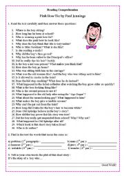 English Worksheet: Pink Bow Tie - reading comprehension