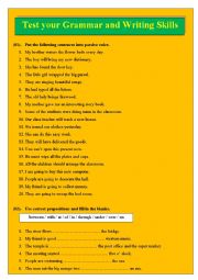 English Worksheet: Test your grammar and Writing Skills.