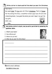 English Worksheet: Write a letter to Santa