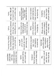 English Worksheet: Job action cards (goes with job board game)