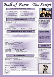 English Worksheet: Halls of Fame - Song