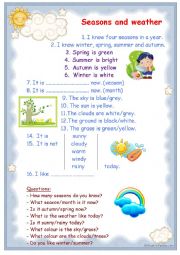 English Worksheet: Seasons and weather