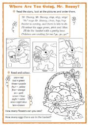 English Worksheet: Easter Bunny and the Coloured Eggs