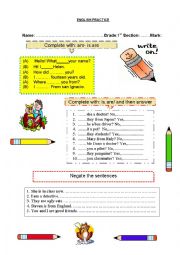 English Worksheet: reviewing the verb to be
