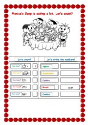 English Worksheet: LETS  COUNT  WITH  MONICAS  GANG!