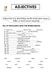 English Worksheet: adkectives