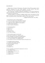 English Worksheet: Biodiversity