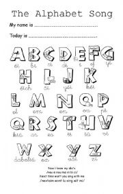 English Worksheet: THE ALPHABET SONG