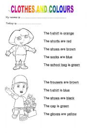 English Worksheet: CLOTHES AND COLOURS !