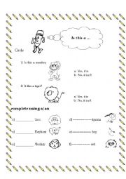 English Worksheet: complete with a -an