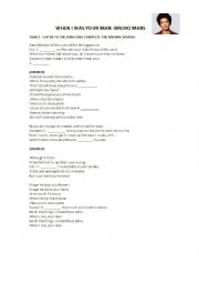 English Worksheet: Bruno Mars - When I was your man 