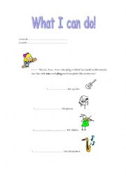 English Worksheet:  THE VERB CAN