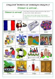 English Worksheet: ENGLISH WORDS OF FOREIGN ORIGIN F  (FRENCH) - a pictionary