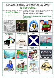 English Worksheet: ENGLISH WORDS OF FOREIGN ORIGIN C (CELTIC) - a pictionary